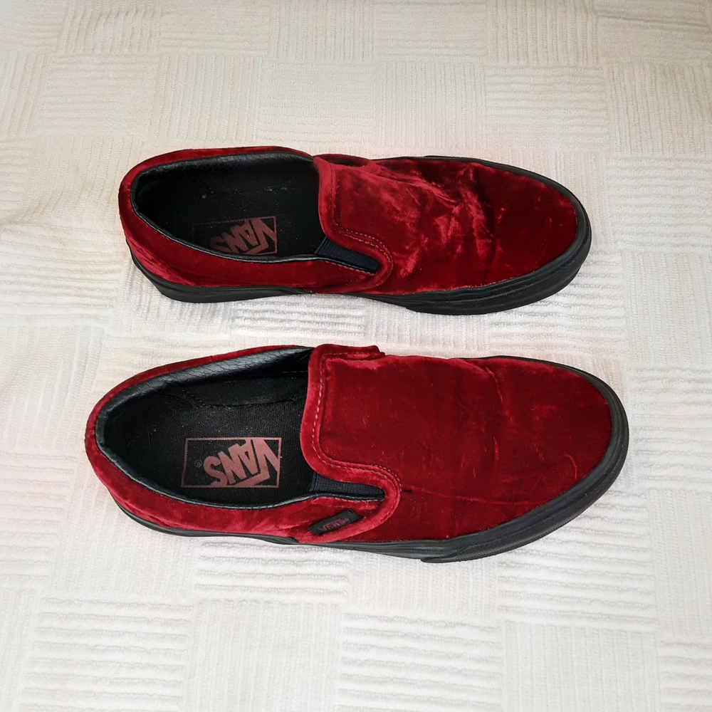 Vans Velvet Oxblood/Black Slip-ons